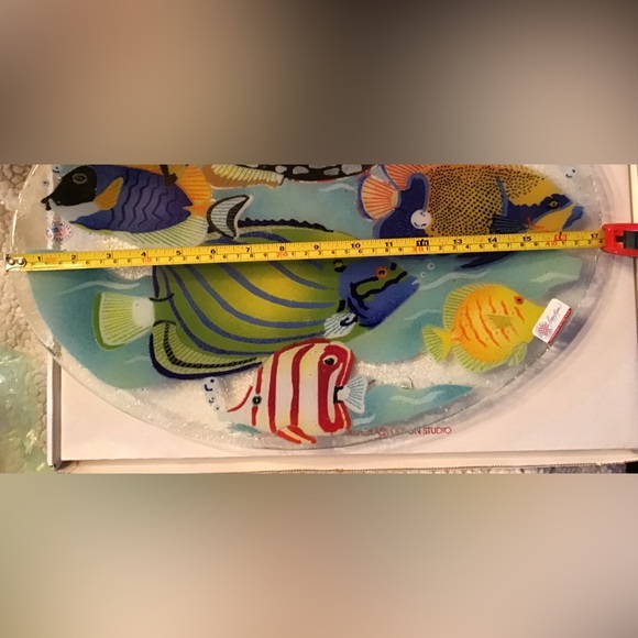 Stunning Peggy Karr RARE Fish Artist Glass Oval Platter - Picture 2 of 3